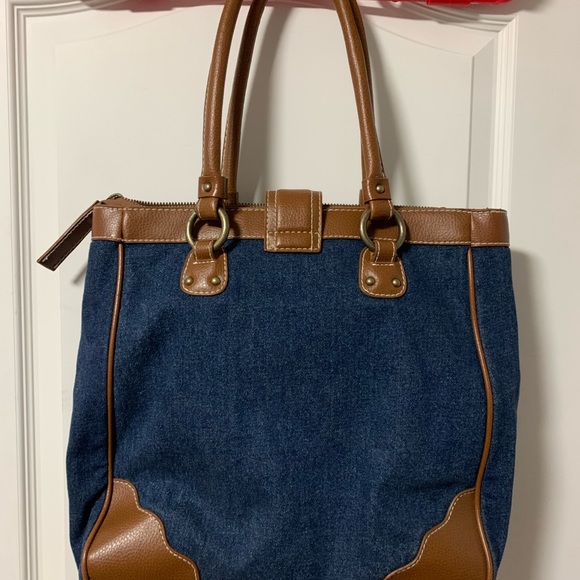 Gap Denim Top Handle shoulder bag w/ Zipper & Magnetic snap Closure - Picture 3 of 9